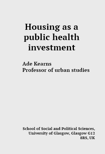 Housing as a public health investment